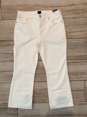 J.Crew Mid-Rise Flare Crop Jeans White Signature Stretch NWT - 31